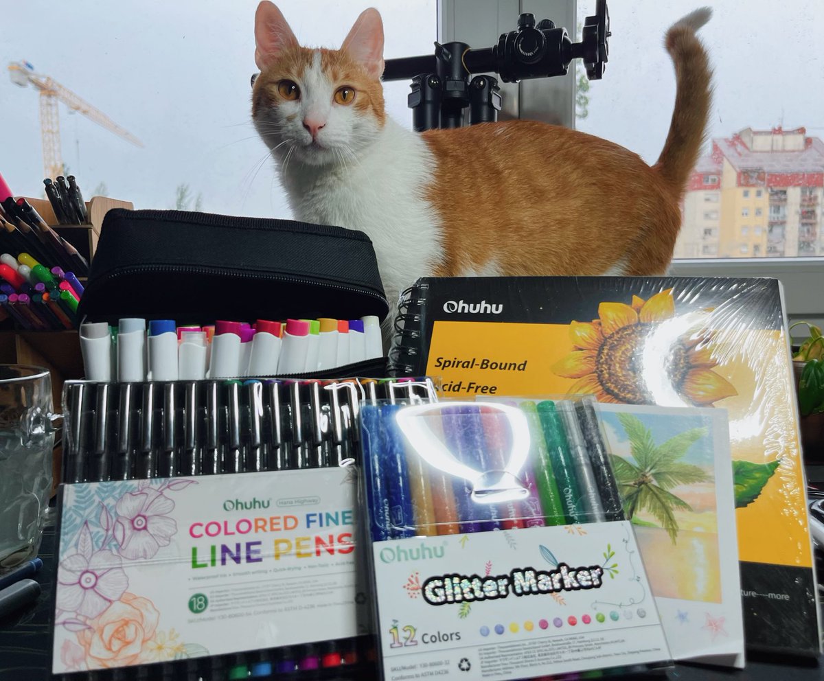 LOOK WHAT @Ohuhu_official SENT ME TO REVIEW!!! I’ve always wanted to try these. I’m so excited 😭 (Kenny not included 🐱)