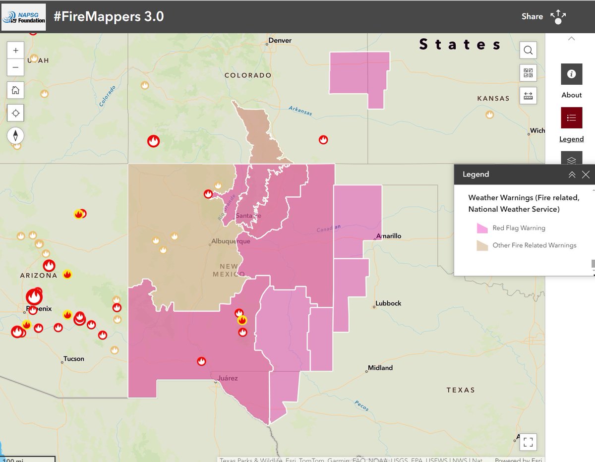CEDRdigital's tweet photo. 🔥 Critical Fire Risk / Red Flag Warnings for New Mexico as well as parts of and AZ,CO,TX and KS today! #FireMappers 🔥 

https://t.co/W3zSN2uPGg
https://t.co/lWcQpihebH https://t.co/Y35F94j4nD