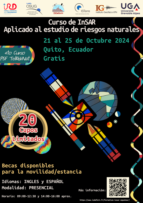 ISDeform's tweet photo. Registration opened for an InSAR workshop in Quito (Ecuador) during 21-25 October 2024. More information and links to the registration form on @ISDeform website : https://t.co/wLOlHg8WFR https://t.co/90jtuJgnkU
