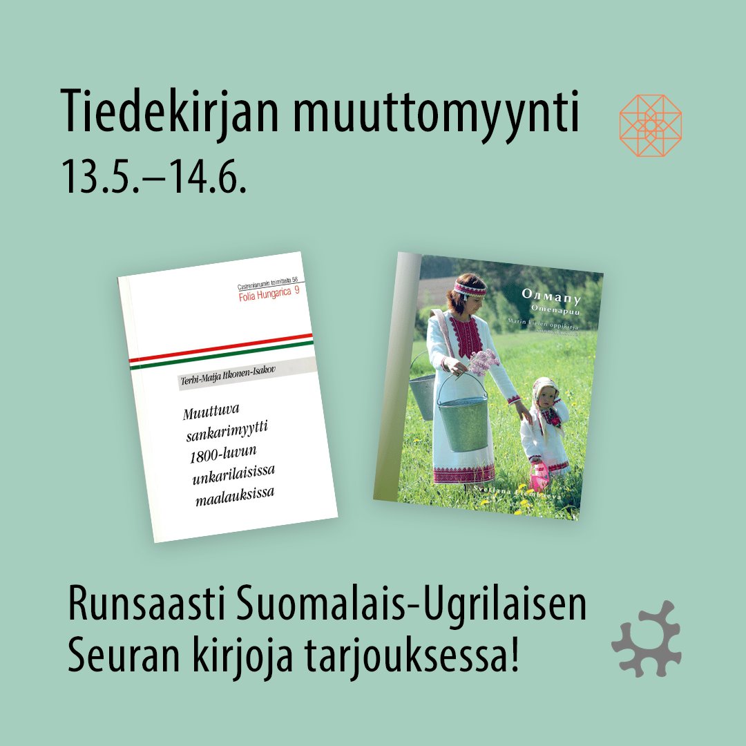 Tiedekirjan myymälä muuttaa syksyllä, joten hyllyt tyhjennetään kirjoista. Kaikki kirjat ovat väh. -30 % alennuksessa, ja mukana on myös @sugriseura-n kustantamia teoksia. Alennukset ovat voimassa 14.6. asti kivijalkamyymälässä. Niitä ei ole mahdollista yhdistää jäsenalennuksiin.