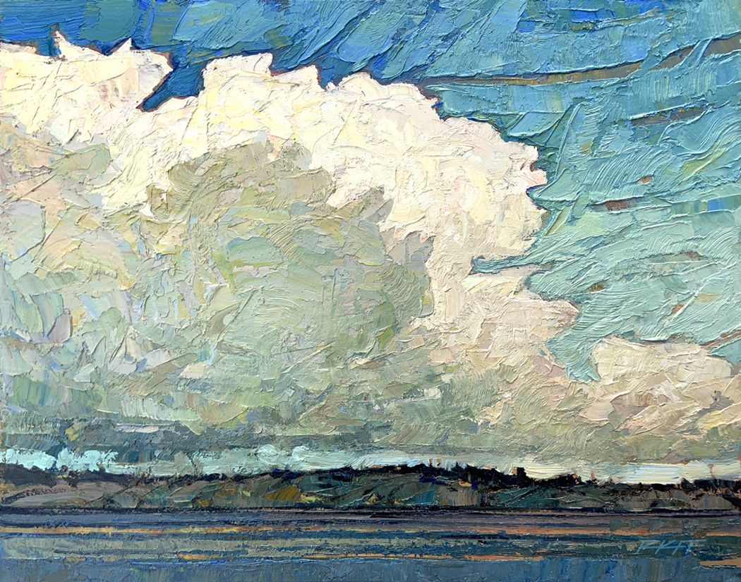 Ken Faulks,     Victoria Clouds,      oil on panel,      11' x 14'
.
.
.
#landscape #oilpainting #pleinair #fineart #artcollector #canadianartist #torontoargallery #art #visualartist #artist #landscapepainter #sky #clouds #horizon #lake #water #pleinairpainting #landscapepainting