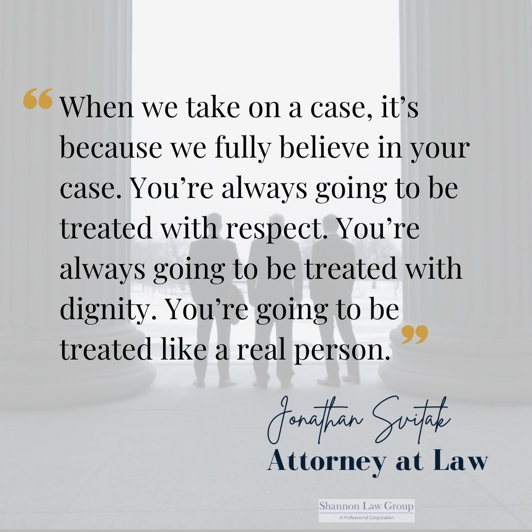 ShannonLawGroup's tweet photo. At Shannon Law Group, P.C., we ensure our clients know they're our top priority. To us, they're not just a number on a check or another case, but they're a real person going through a rough time in need of help.

#shannonlawgroup #vaccineinjuryattorney #personalinjuryattorney https://t.co/wTnHagBqQs