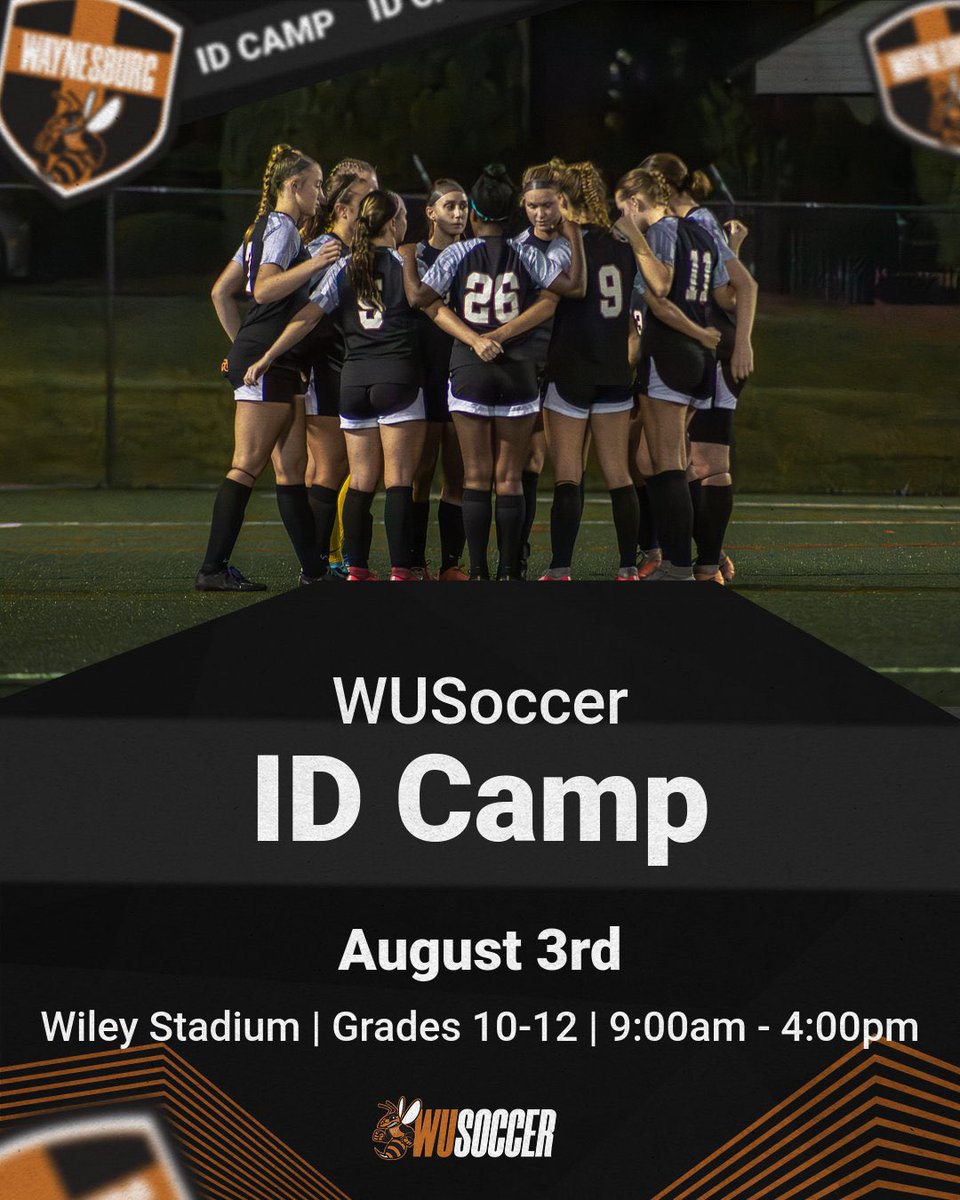 Registration for the Waynesburg Univeristy Women’s Soccer ID Camp is live! Sign-up today: waynesburguniversity.forms-db.com/view.php?id=97… Date: August 3rd Time: 9:00am - 4:00pm Where: Wiley Stadium Cost: $75