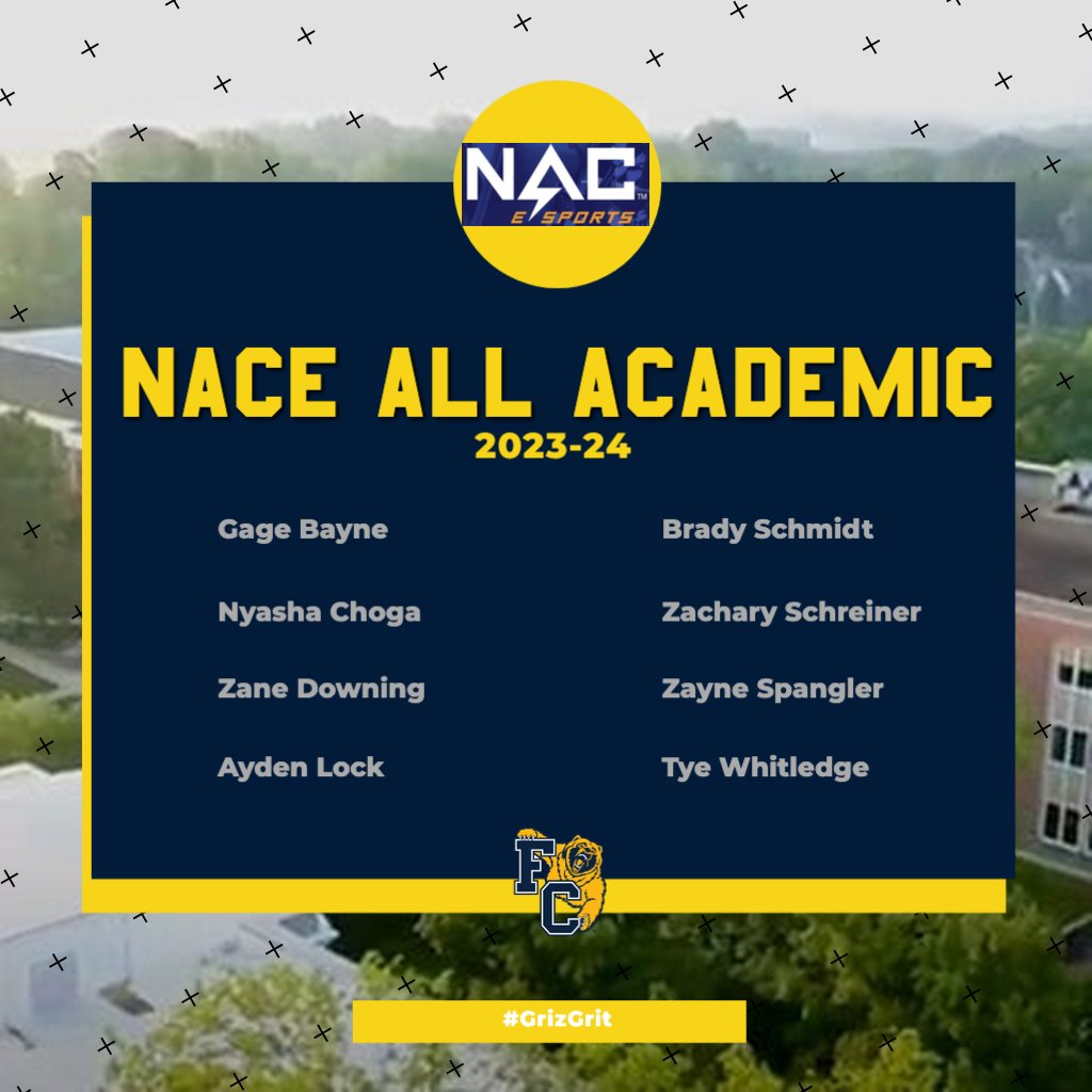 FCGrizEsports's tweet photo. Congratulations to the Griz Gamers who made the 2023-24 NACE All Academic Team. https://t.co/VdRelrH1yT