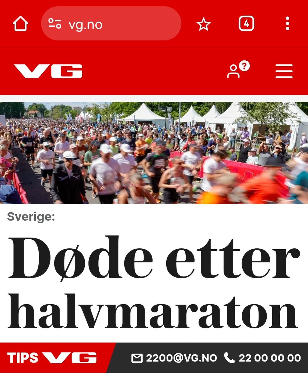 Kort og annerledes tråd. 🧵
En ting mange er veldig gode på her i Norge, er å bekymre seg for hvor farlig det er å trene. Folk som trener dør jo som fluer rundt oss.
Nyhetsartiklene er ofte høyt på sidene og de kommer med jevne mellomrom. Særlig ved slike løp.