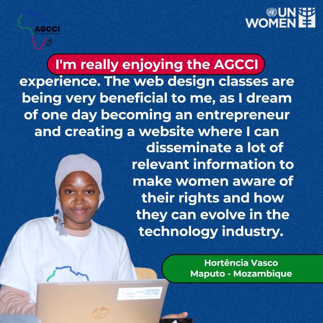 onumulheresmz's tweet photo. In her own words, Hortência Vasco, one the participants of the #AGCCI,  shares her excitement, her newly acquired digital skills, and how she plans to use her knowledge from this training.

#AfricanGirlsCanCodeInitiative #Mozambique https://t.co/hMSFIZiEFE