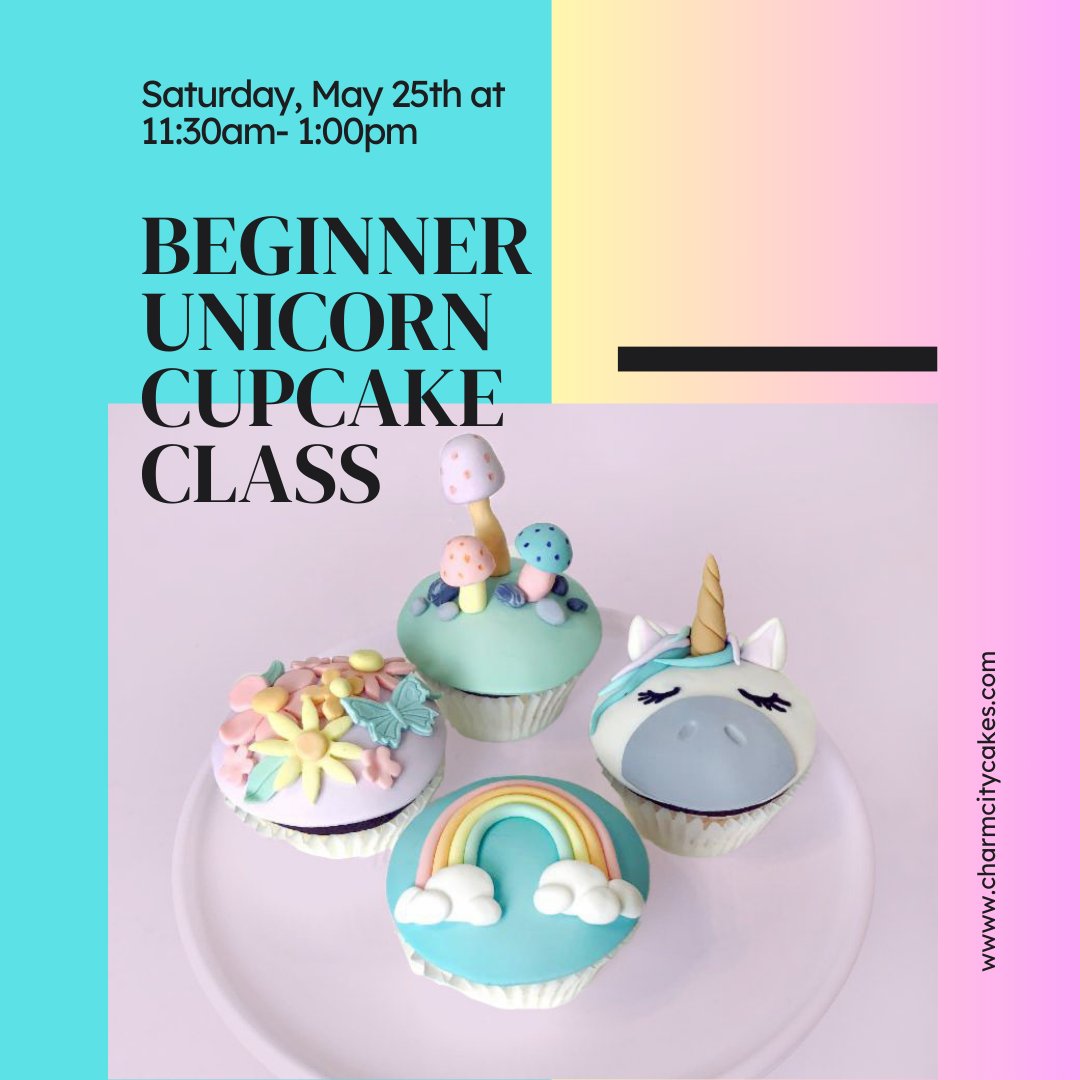 Register online today for this weekend's cupcake decorating class! charmcitycakes.com/baltimore-clas… #charmcitycakes #ccc #homebaking #diy #aceofcakes #unicorn #baltimore #unicorncake #fun #visitbaltimore