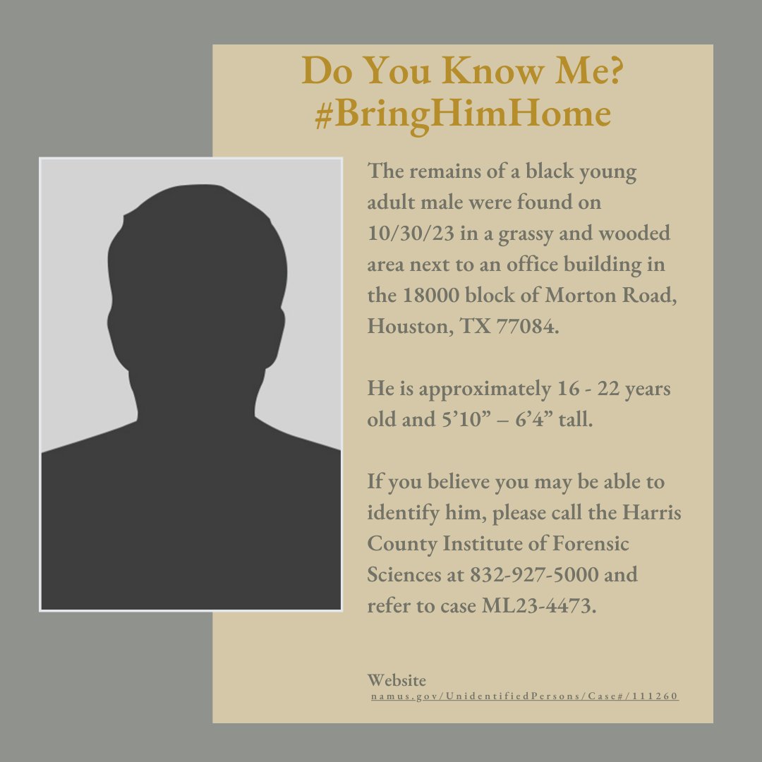 TXCenter's tweet photo. HCIFS is seeking help to ID an unknown decedent. The details associated with this post may be disturbing to some. If you believe you may be able to identify the deceased, contact HCIFS at: 832-927-5000.  Refer to IFS Case #ML23-4473.  #DoYouKnowMe #Missing #Houston #BringHimHome https://t.co/aK5eYC2amC