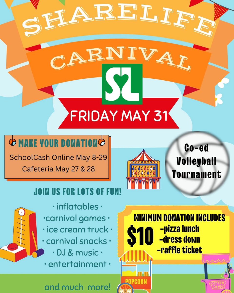 Share Life Carnival Friday May 31st!!!
St. Roch Get your tickets for a day of Fun!!🙌🏾🎉