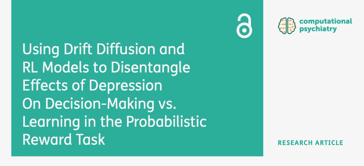 Hey folks, new paper at Computational Psychiatry where we use two models to try to disentangle effects of MDD on decision-making vs RL. Take a look and let us know what you think!