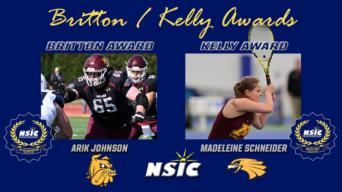 NSIC Announces 2024 Britton &amp; Kelly Award Winners!
    
Minnesota Duluth’s Arik Johnson &amp; Minnesota Crookston’s Madeleine Schneider earn the NSIC’s two most prestigious awards.   

#NSICHonorAthletes also announced.  

Full Story at: northernsun.org/news/2024/5/22…
