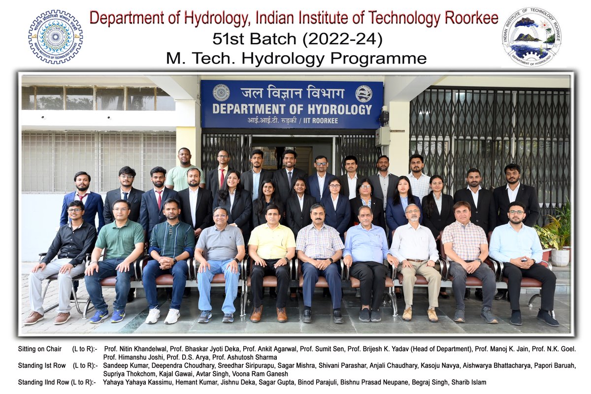 Hydrology Department, IIT Roorkee (@hydrology_iitr) on Twitter photo Group Photo of the M.Tech Hydrology Program, 51st Batch (2022-24), at Department of Hydrology, <a href="/iitroorkee/">IIT Roorkee</a>. Group Photo of the M.Tech Hydrology Program, 51st Batch (2022-24), at Department of Hydrology, <a href="/iitroorkee/">IIT Roorkee</a>.