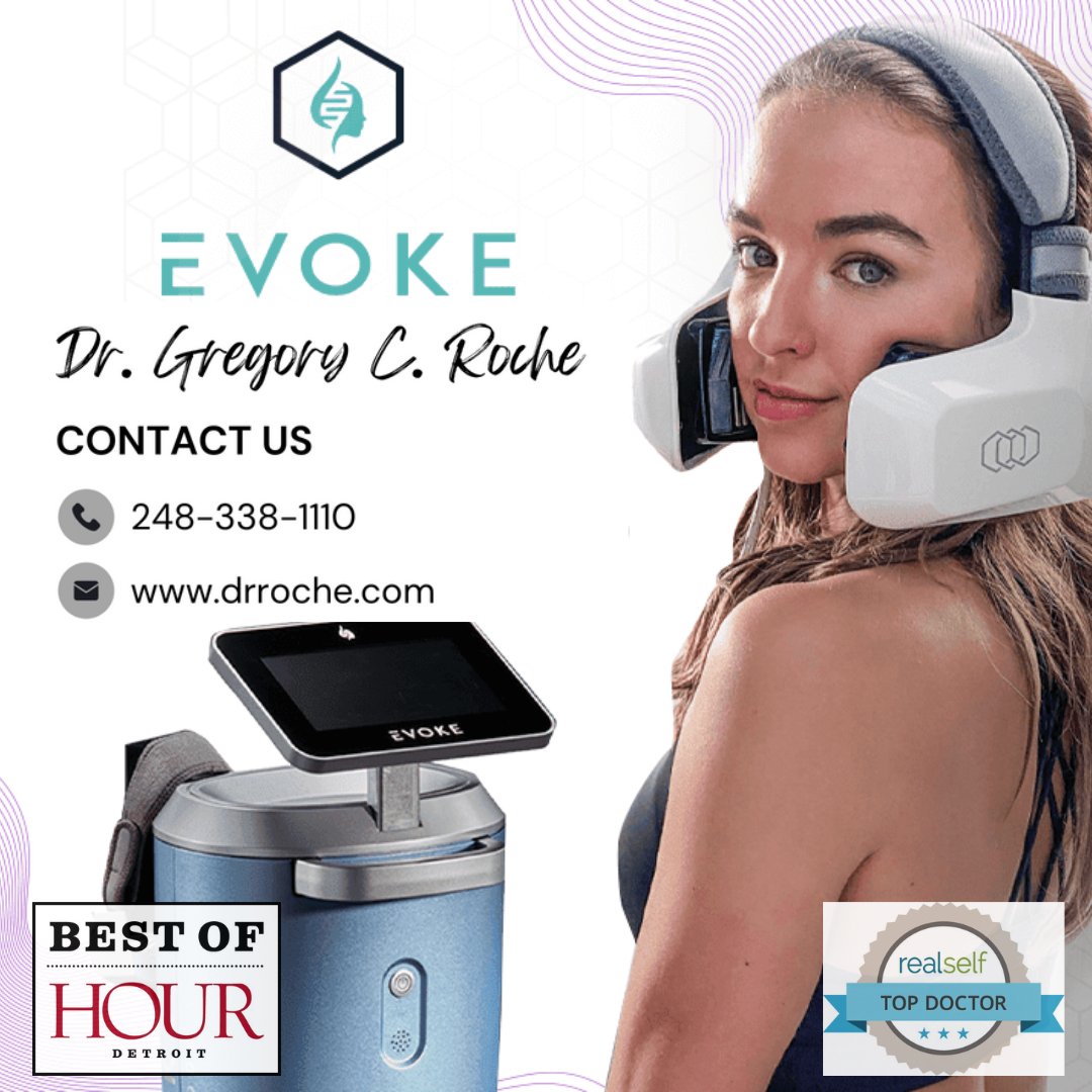 Evoke is a non-invasive treatment that works to transform and remodel your facial skin. It utilizes hands-free applicators with patented bipolar radiofrequency energy to remodel or contour the face and neck areas. #facialcontouring #facelift  #botox #antiaging #skintightening