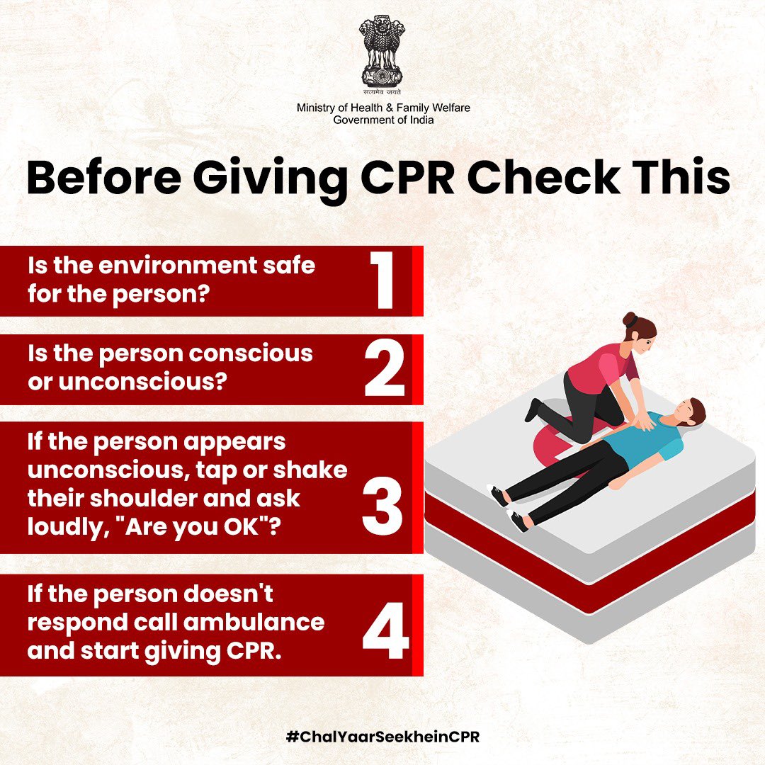 Always ensure safety and check for consciousness before giving CPR. Your quick action can save lives! . . #ChalYaarSeekheinCPR