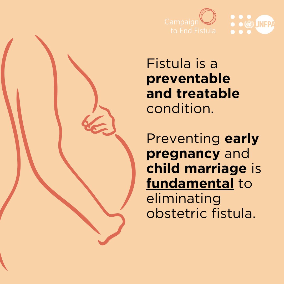 🤰🏿Girls whose bodies are too young to deliver a baby are *particularly vulnerable* to obstructed labour & fistulas. 👧🏿👩🏿 TOGETHER we can #empower women & girls to: 🔺Enhance their life & economic opportunities 🔺Pevent #childmarriage & pregnancy #ENDFistula