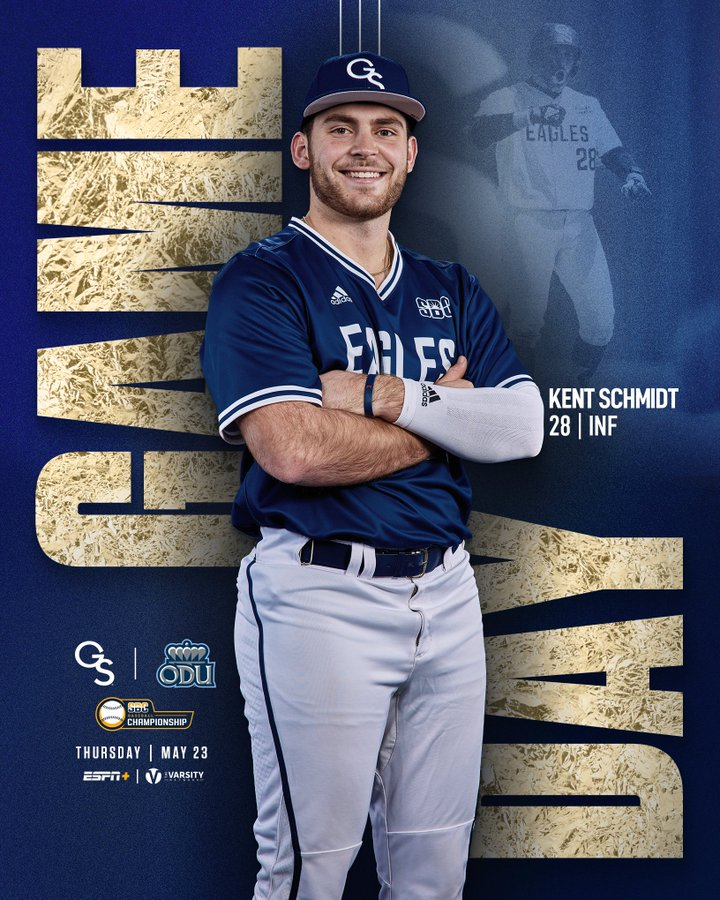 It's a @SunBelt Quarterfinal matchup in Montgomery, as #5 @GSAthletics_BSB faces #8 ODU - @CutwaterSpirits On Deck Circle 8 pm EST! 🎙️@Eagle94_9 & Affiliates bit.ly/3P5fcue 📲@varsity app bit.ly/3StnnBa 💻gseagles.com/watch #GATA #HailSouthern @Learfield