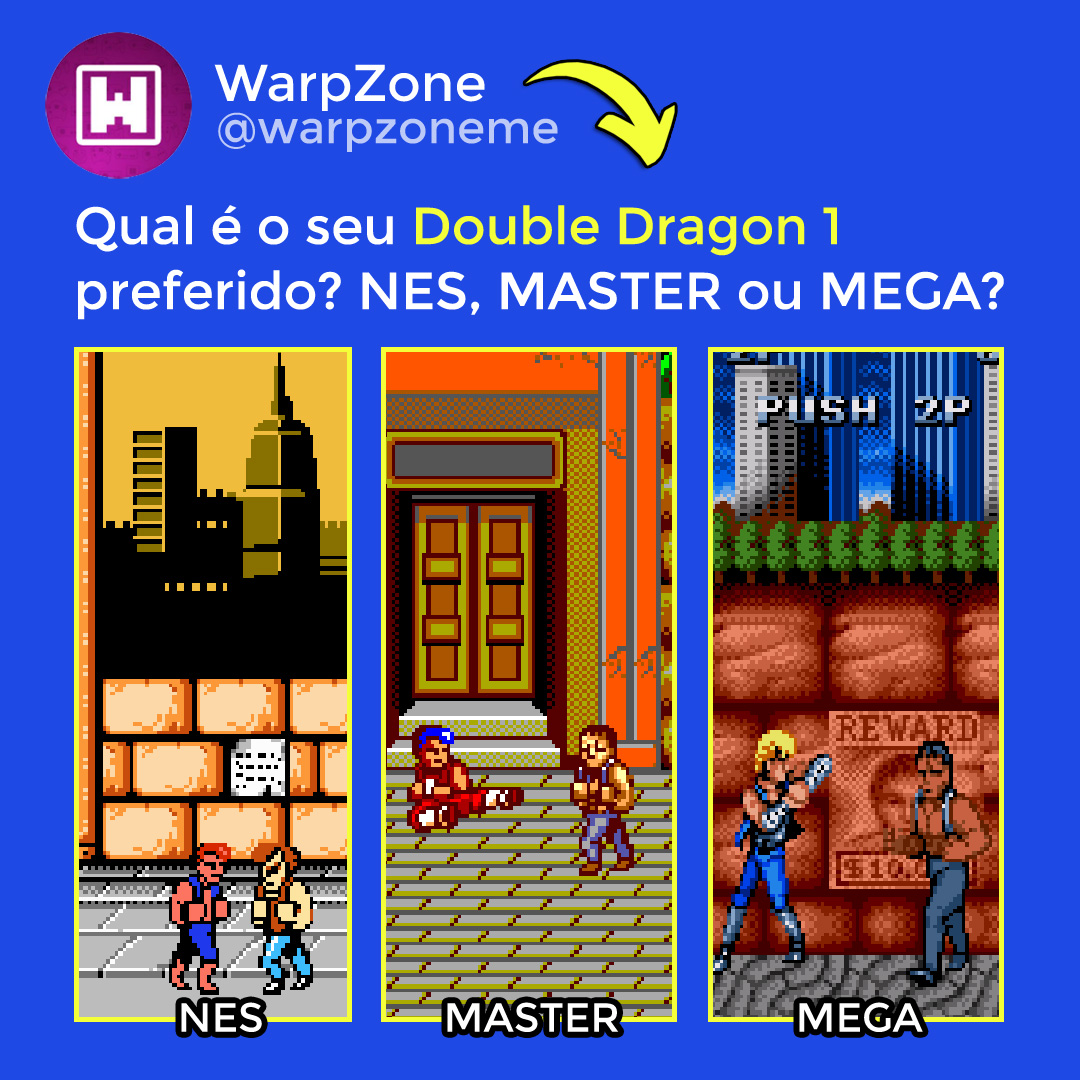 Qual é o seu Double Dragon 1 preferido? O de Nintendinho, Master System ou Mega Drive? 

Projeto novo: revistasdevideogame.com.br

#Retro #Retrogame #WarpZone #DoubleDragon #NES #Famicom #MasterSystem #Mega Drive