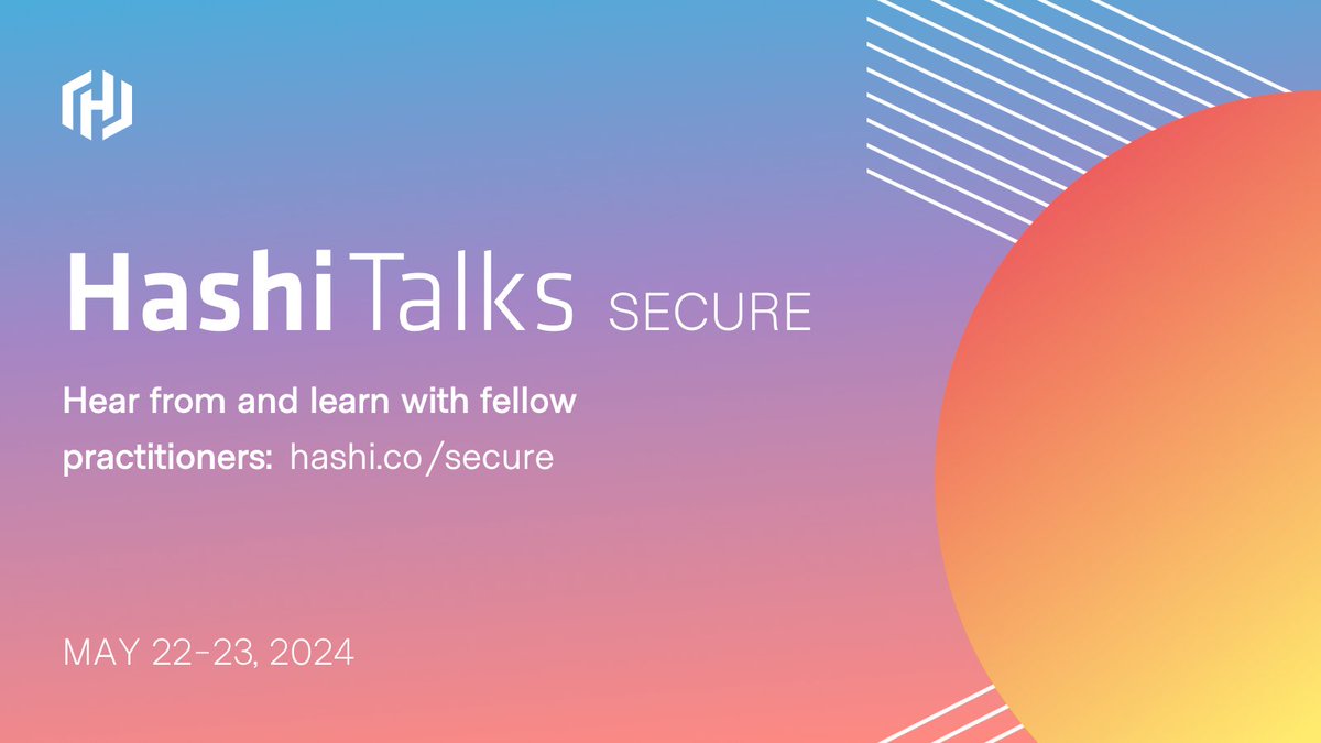 Day 2 of #HashiTalks: Secure is now live.  Join us for another day of talks from our community of security professionals, highlighting workflows, integrations and best practices for #Vault, #Consul and Boundary.