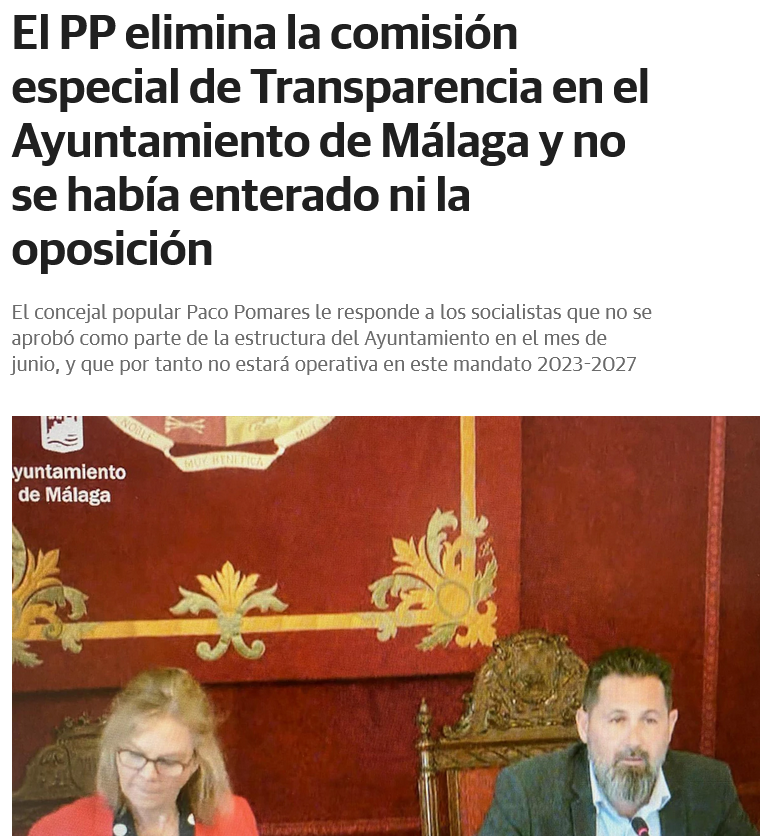 Lo sabíamos pero ahora es oficial ayuntamiento elimina #Transparencia