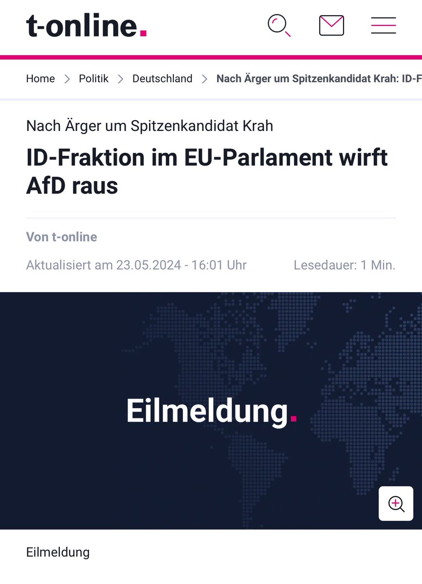 Eilmeldung! AfD nun aus Europafraktion ID rausgeworfen. Damit fehlen der AfD finanzielle Mittel in Millionenhöhe und die Chance, dass ihre Anliegen eine Mehrheit finden sind damit nahezu null. Die verbleibenden Europaabgeordneten sind sauer. Holt das Popcorn! 🍿