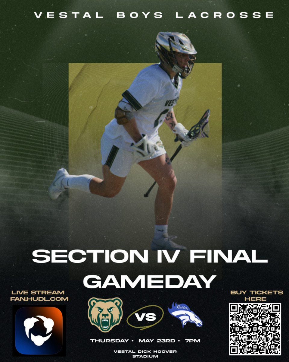 SECTION IV FINAL BOYS VARSITY LACROSSE GAME TONIGHT!!!!! 7PM VS HORSEHEADS. LETS GO BOYS !!! #ROLLGOLD
BUY TICKETS HERE: gofan.co/event/1530013?…