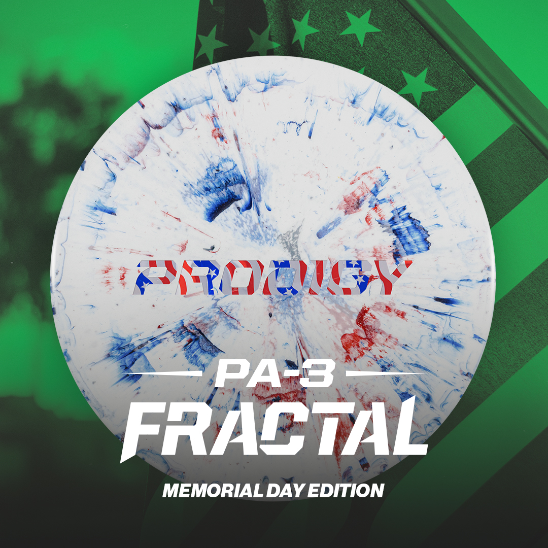 GLOW UP 🌟 Special Release 300 Fractal GLOW PA-3 with red/white/blue color splashes and American flag-foil bar stamp arrives for Memorial Day weekend. Start your summer on a high note. 🔗 prodigydisc.com/products/prodi… #ProdigyDisc #FindYourFlight #discgolf