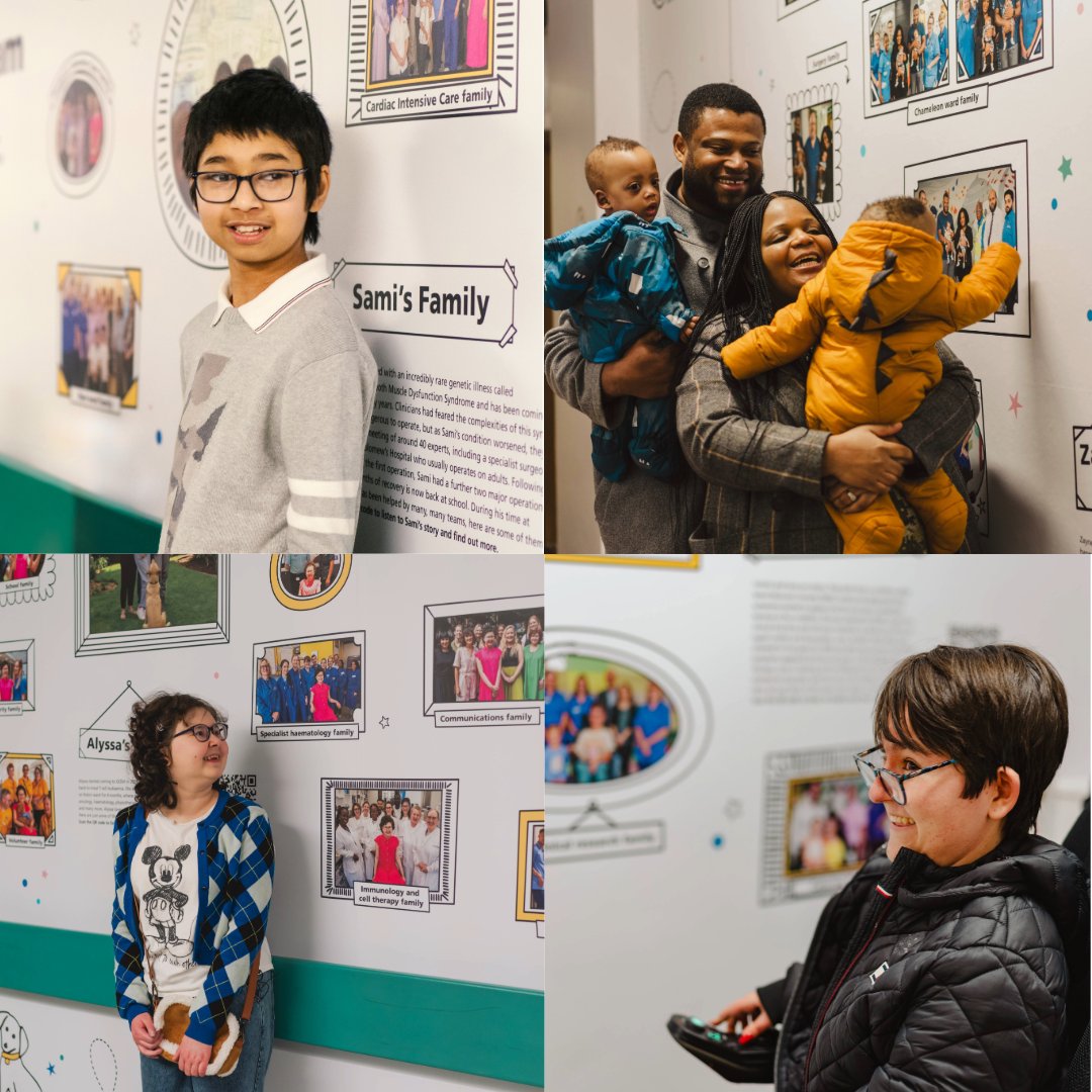 GreatOrmondSt's tweet image. We’re thrilled to unveil the ‘Family Wall’ project at GOSH! 💙 Celebrating our patients and families like Alyssa, Sami, Zayne, Zion, Amelia, and Lena. This special artwork honours their incredible journeys and the GOSH teams who support them.

Learn more: gosh.nhs.uk/news/the-famil…