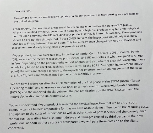 #brexitdisaster is gaining momentum. We had this from our transport company today. Port charges for unloading for checks on our products are £681.19 per trailer plus the CUC of upto £145. I have a truck standing since yesterday waiting for 3 consignments to be checked....££££££££