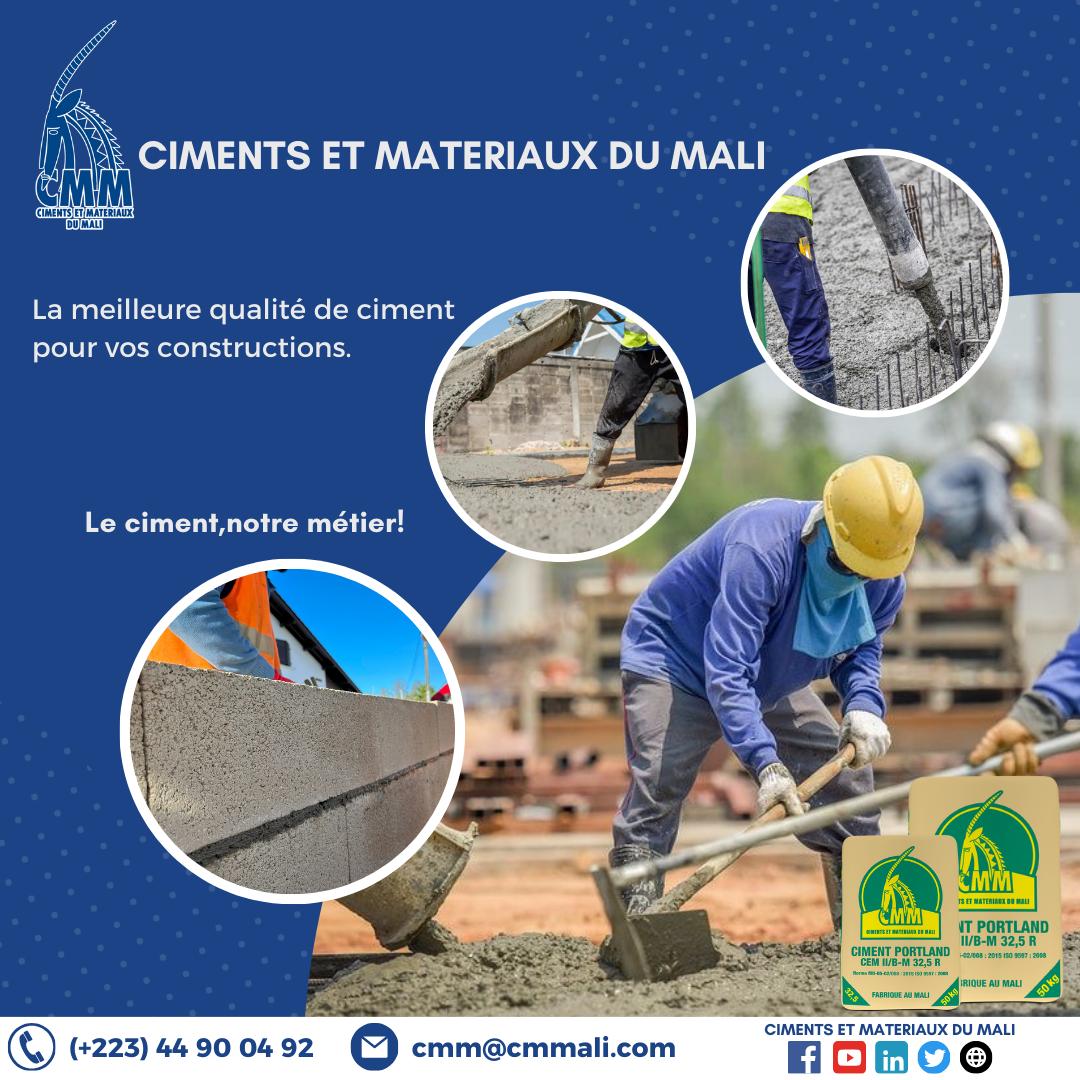 Pour vos projets de construction, choisissez la qualité, choisissez CMM !
Le ciment, notre métier!
#CimentsEtMatériauxDuMali #CMM #Ciment #Construction #Beton #Bâtiment