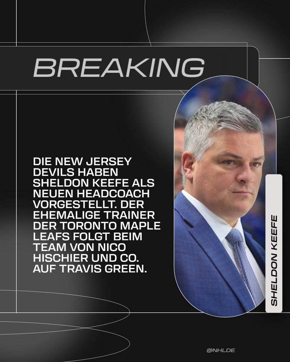 NHLde's tweet photo. Die New Jersey Devils haben einen neuen Coach - und der ist ein bekanntes Gesicht aus der NHL! 👹 

#NJDevils | @njdevils | #Keefe https://t.co/x6hl2dlxrb