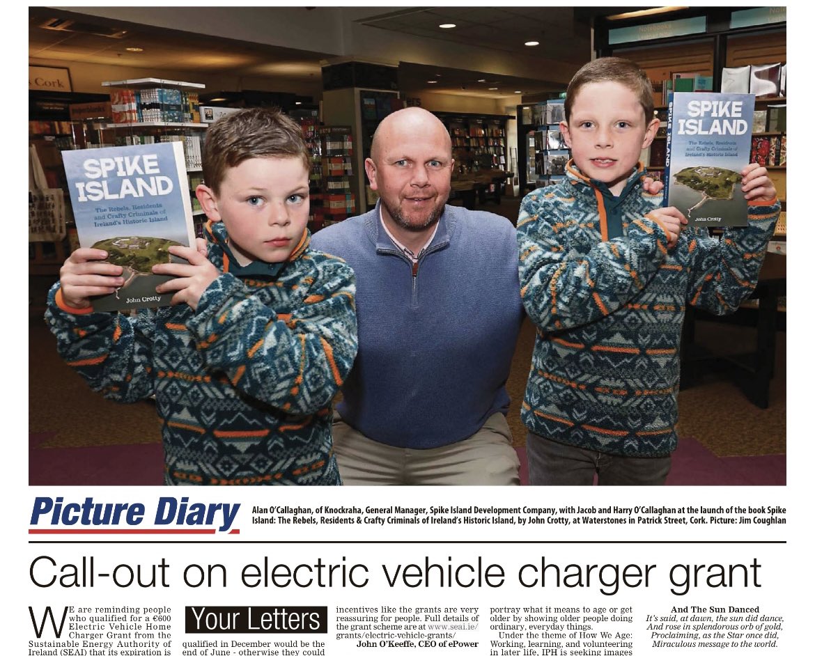 Thanks to the Echo and these dynamic duo brothers for spreading the word on Spike Island Looking good in @WaterstonesCrk #cork #books