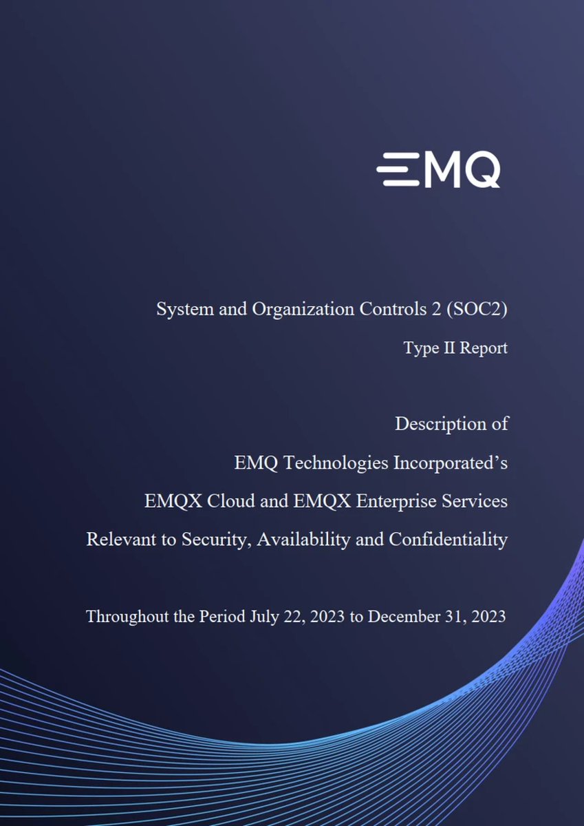 EMQTech's tweet photo. Big news! 🎉 #EMQ is now #SOC2TypeII certified! A globally accepted benchmark for data security, this signals our promise of delivering secure IoT solutions. Thanks all for the support!

📰 Press Release: https://t.co/VLrVyeOKhA

#DataSecurity #IoT #MQTT https://t.co/RJGsIO7WUU