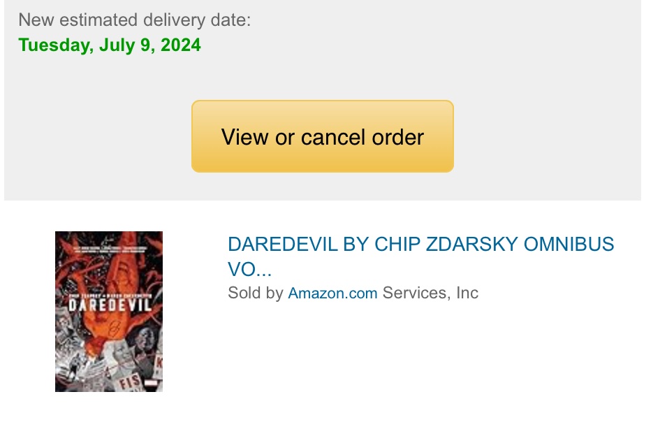 skmetalle's tweet photo. @manwithoutfear just received word the first #zdarsky & #checchetto @daredevil omnibus will be delayed a week from Amazon anyway.
That’s fine. Happy to wait a little longer… https://t.co/6KacxyAGkk
