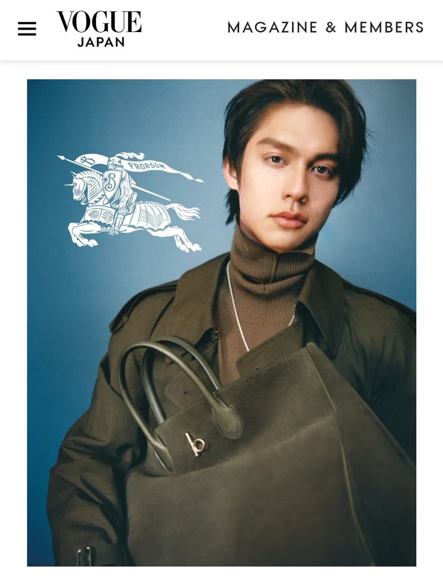 VOGUE Japan
Burberry has announced the latest campaign visual for its signature bag, Rocking Horse. The models chosen include brand ambassador Bright

vogue.co.jp/article/2024-0…

Bright Vachirawit 
#BurberryxBright
@Burberry #Burberry
@bbrightvc #bbrightvc