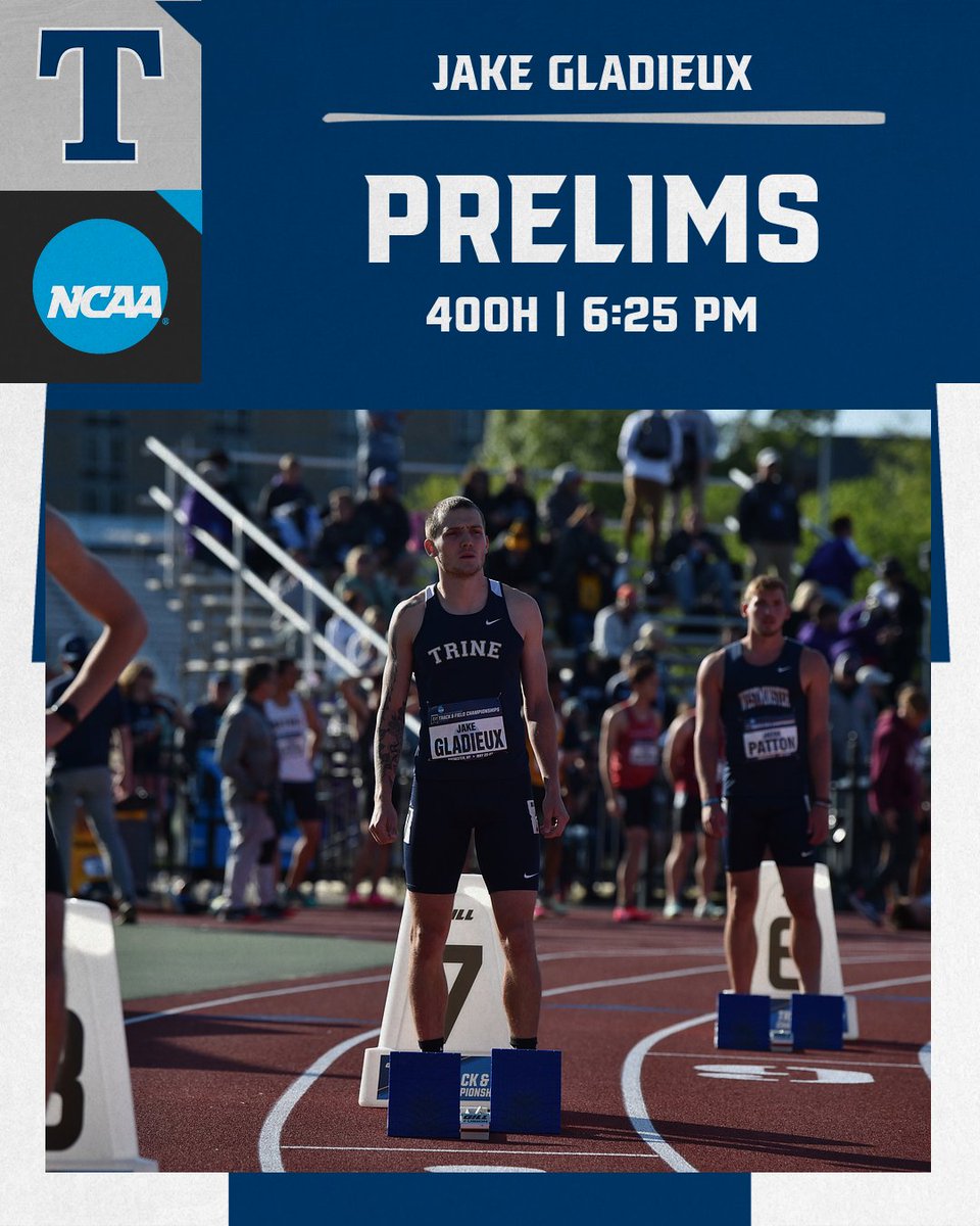 Welcome to the Beach!!! Jake Gladieux competes in the 400-meter hurdle prelims this evening!!! The road to another national championship runs through Myrtle Beach! @TrineXCTF
