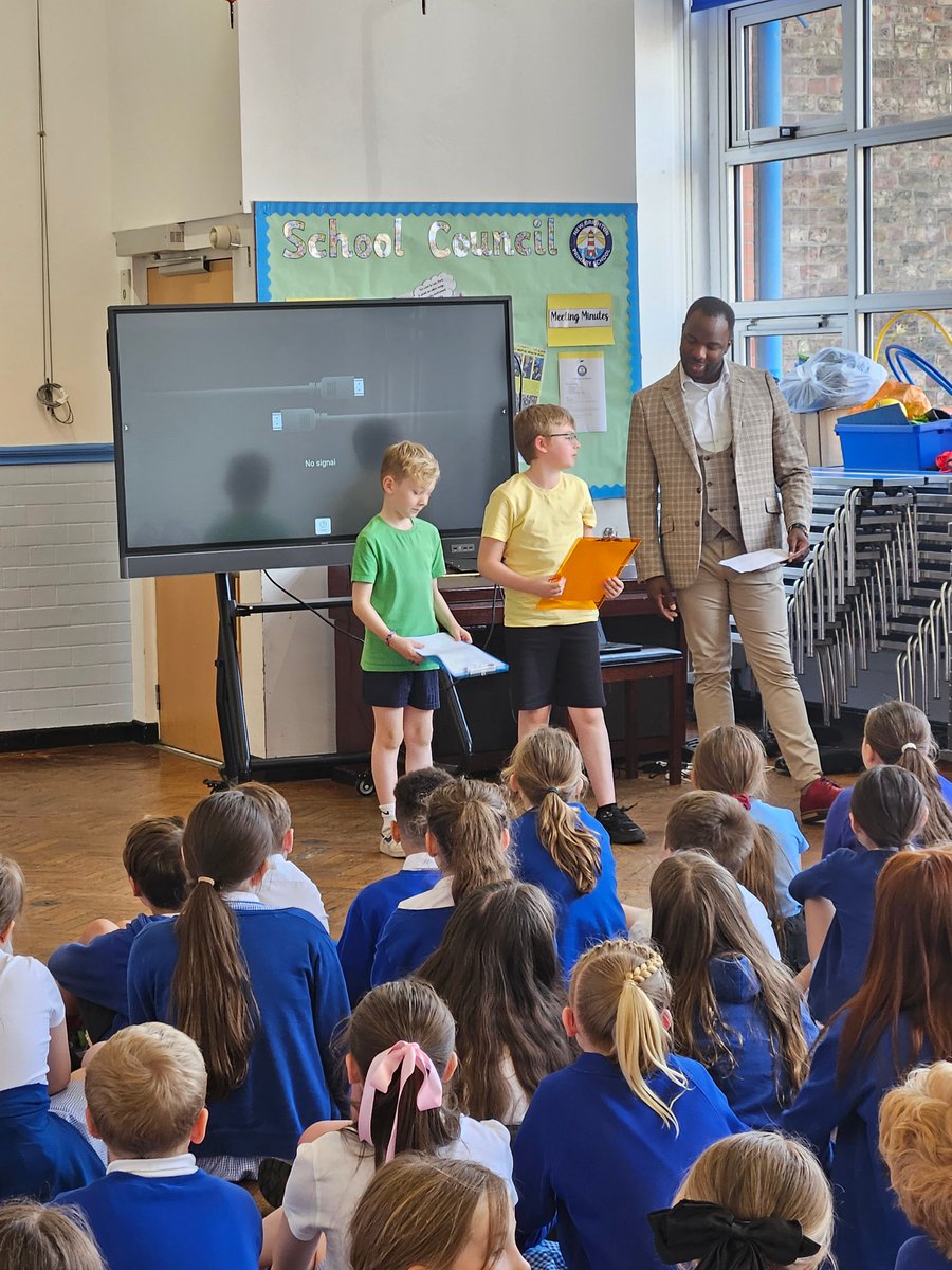NewBrightonPS's tweet photo. This week our Year 5 Young Gentleman's group took part in their midpoint presentation. We're so proud of them all reading out their work in assembly and look forward to seeing the progress they make in the second half of the project #YoungGentlemen @StandingOvproj https://t.co/MxLze0PKtl