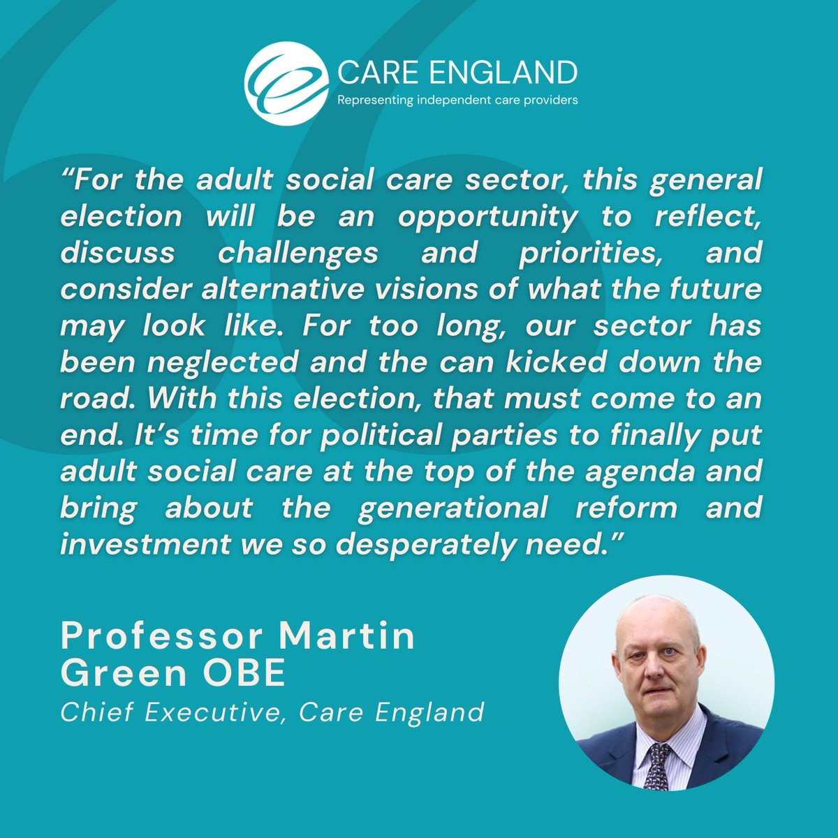 It’s official: the #GeneralElection is upon us. Here’s what @ProfMartinGreen had to say. Stay tuned to find out how Care England are fighting for adult social care in the build up to 4 July.