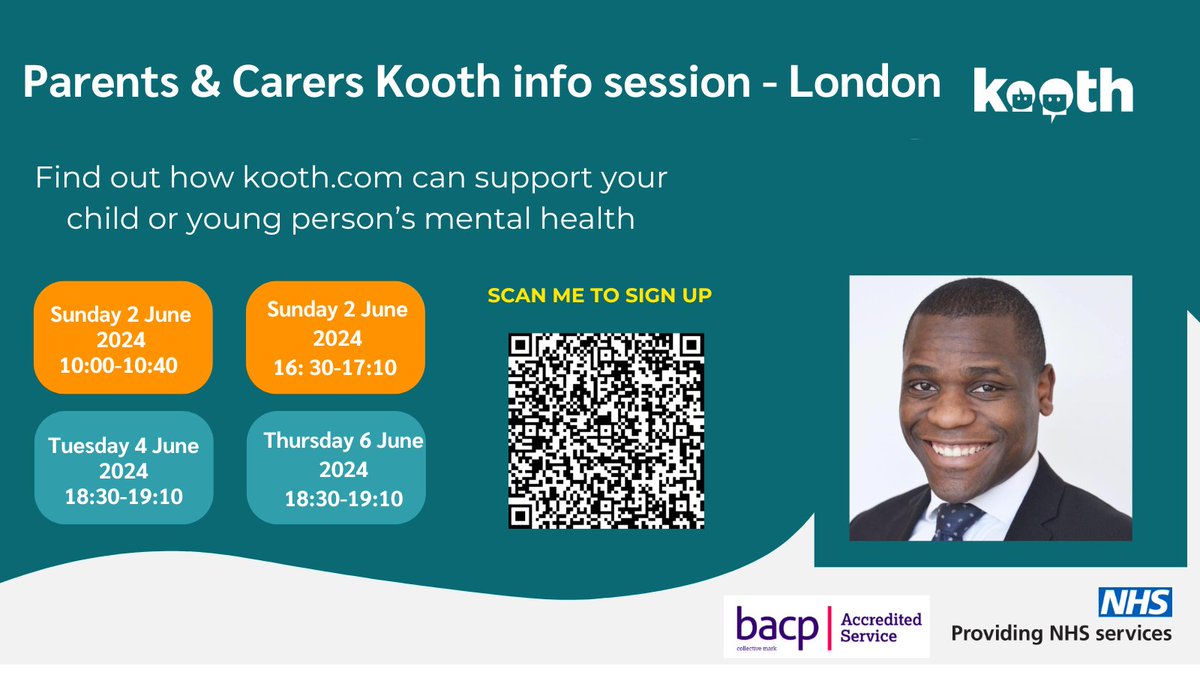 Eleanor (Kooth Engagement Lead) (@eleanorc_kooth) on Twitter photo In June, my wonderful colleague <a href="/kooth_cassim/">kooth_cassimkaweesa</a> will be hosting Kooth info sessions for parents & carers in London to find out how kooth.com can support their young person's mental health.
Scan the QR code below or click the link to sign up⬇️
docs.google.com/forms/d/e/1FAI… In June, my wonderful colleague <a href="/kooth_cassim/">kooth_cassimkaweesa</a> will be hosting Kooth info sessions for parents & carers in London to find out how kooth.com can support their young person's mental health.
Scan the QR code below or click the link to sign up⬇️
docs.google.com/forms/d/e/1FAI…