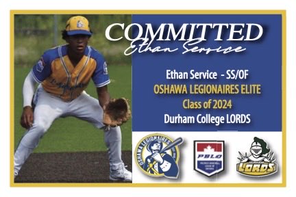 Congrats to Oshawa Legionaires 18u Elite SS/OF Ethan Service on his commitment to continue his education and baseball career @durhamcollege All the best! ⁦@BaseballOshawa⁩ ⁦@CDNBaseballNet⁩ @ThePBLO @EOBAbaseball ⁦@TheOCAA⁩