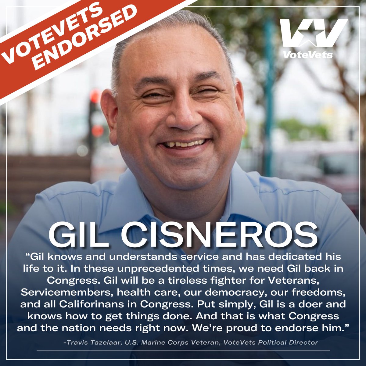 NEW: VoteVets Endorses @gilcisnerosca For Congress!! #CA31 🇺🇸