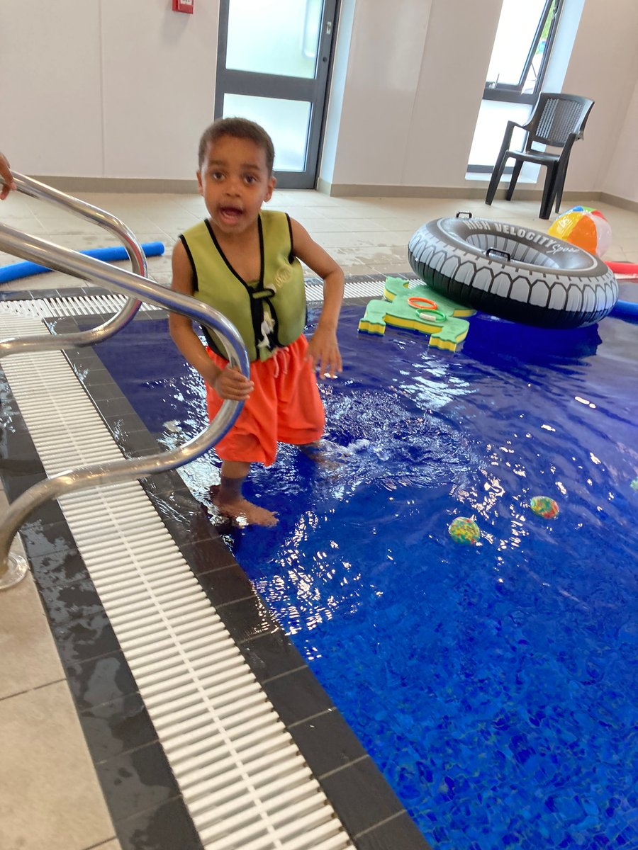 Splash session in Riverside 1 today, amazing progress and perseverance from both Sauelh & Eshan, all working on their personal targets, well done! #watersafety #communication @BrightFuturesET