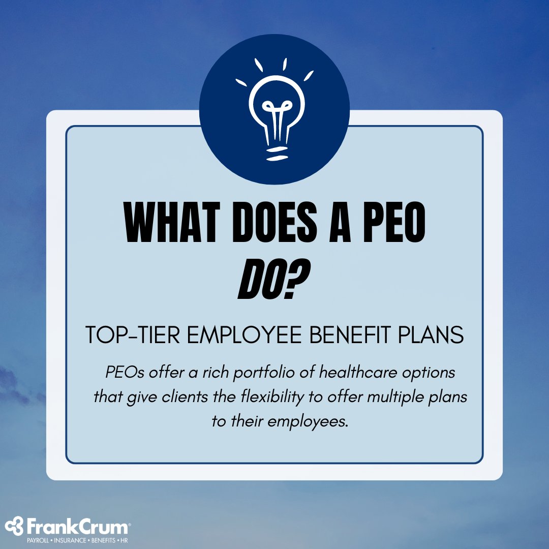 It's #NationalPEOWeek! 🎉 Do you know what a PEO can do for you? 😎📈 

With a PEO, you can offer Fortune 500-level benefits at an affordable cost. #PEO #WhatIsAPEO #FrankCrum #EmployeeBenefits