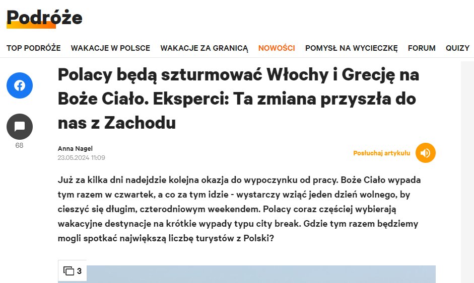 W mediach Agory redaktorka cieszy się, bo Boże Ciało wypada tym razem w czwartek, wiec będzie można zrobić długi weekend. Podpowiem jej, że bieżący rok jest wyjątkowy również pod innym względem: Wigilia tym razem wypada jeszcze przed świętami.