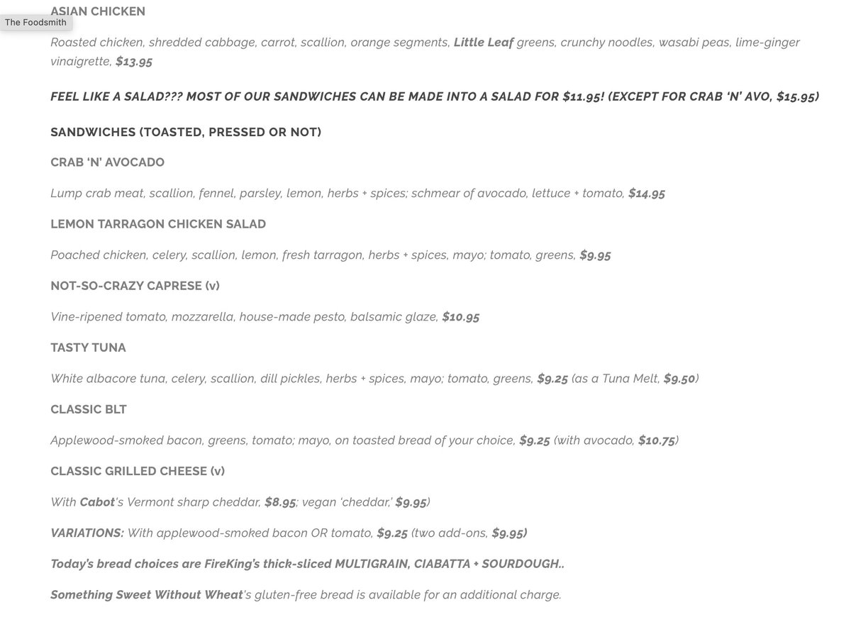 LauraRaposa's tweet image. We are thisclose to the long weekend! Toss that brown bag + grab lunch @FoodsmithDUX! Check out today's menu then call 781-934-0134 to order. We are here to serve until 2 p.m.! (Leave room for dessert! Roxie's made lucious lemon bars, cupcakes + cookies... 😋)