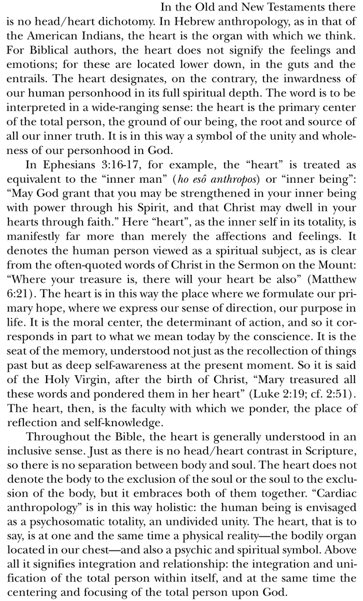 realKalos's tweet photo. Biblical anthropology. Human being as a psychosomatic totality, an undivided unity. No head/heart dichotomy. The ♥️ is the primary center of the total person. Arena in which we come face to face with the power of sin but also with the Divine. "The heart is deep" (Psalm 64:6). https://t.co/5l0pT2EExA