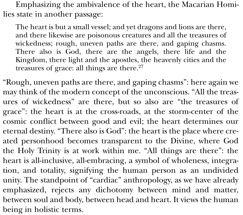 realKalos's tweet photo. "Summarizing the Macarian teaching, we may say that the heart is open both below and above: below, to the abyss of the subconscious; above, to the abyss of the mystical supraconscious—below, to the forces of evil; above, to the Divine Light." https://t.co/TAqgbZrpyI
