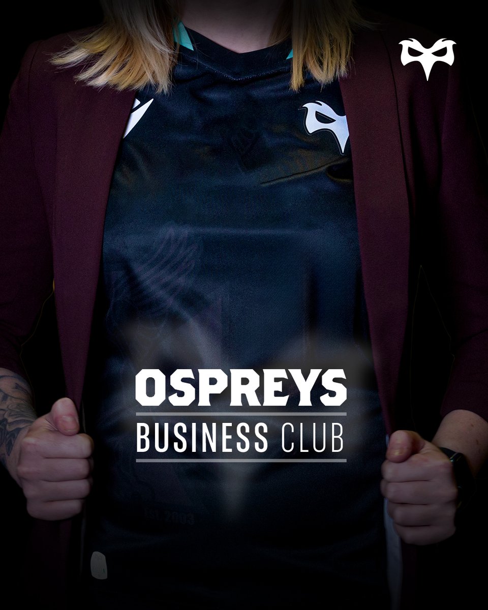Join the Ospreys Business Club 💼 Members will attend 4 events across the season, with the first taking place on Friday 20th September from 7:30 to 9:00am. Sign up here: ospreys.thinkbooker.com/booking/1ec56a… Please note the price is inclusive of all four events. #TogetherAsOne #BackInBlack