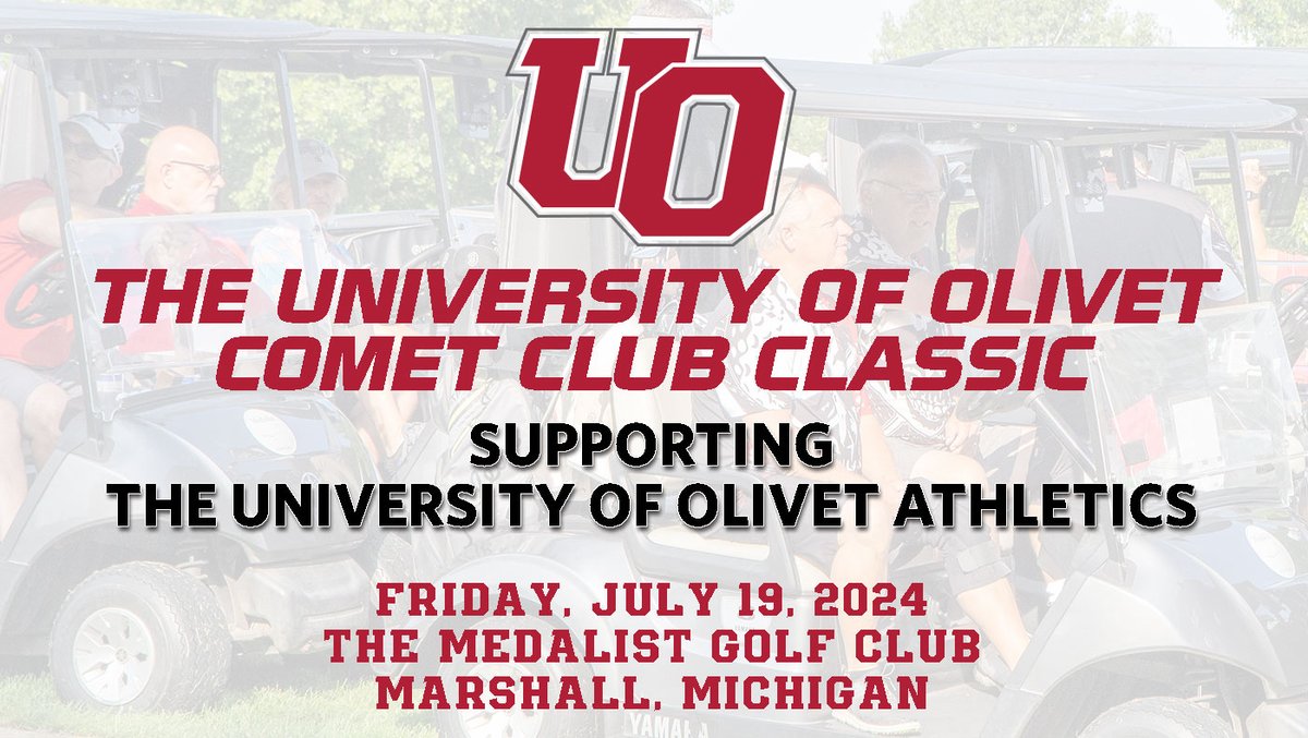 There are still spots available to golf in the 2024 Comet Club Classic on July 19 at The Medalist Golf Club in Marshall. Head over to our website, olivetcomets.com/24_comet_class…, for more information and to register. #GoCOMETS