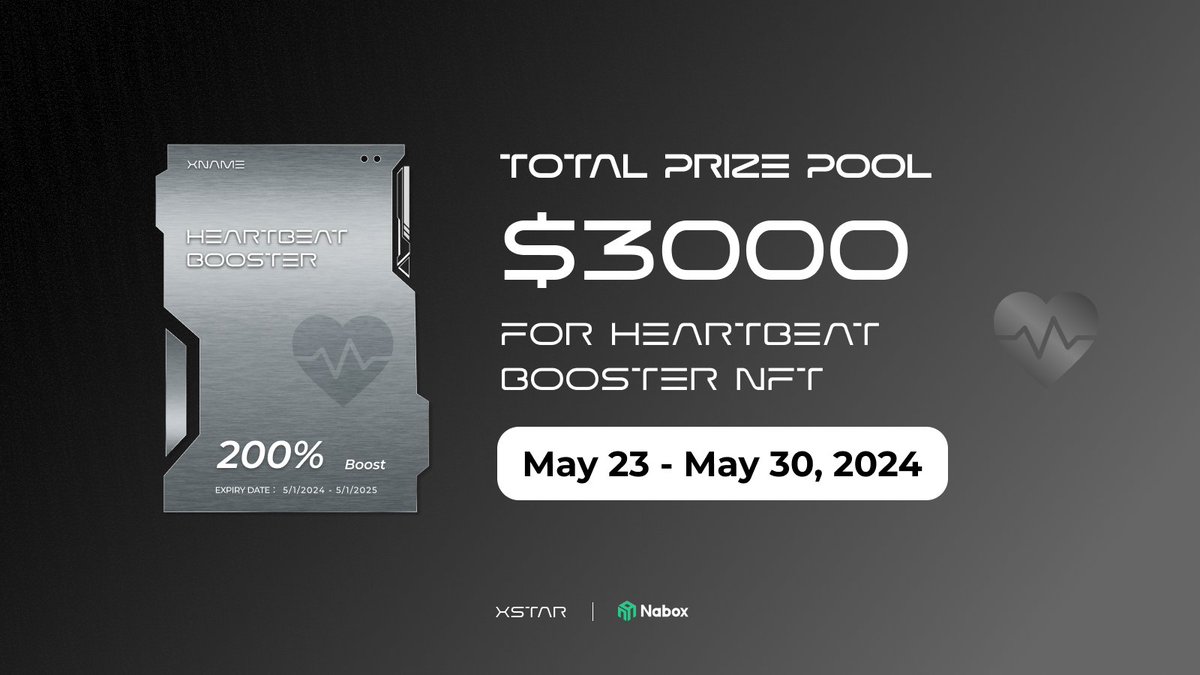 naboxwallet's tweet photo. 🔥 #Nabox & #Xstar Co-giveaway: Get a chance to win 30 exclusive 'Heartbeat Booster' NFTs!  

🎁 Benefits: Double your $XNAME Tokens and qualify for XSTAR #Airdrops 

✅ Follow @naboxwallet  &  @xstar_id 
✅ RT, Like & Tag 3 friends
✅ Leave your EVM address

⏰ Limited time: 7 days