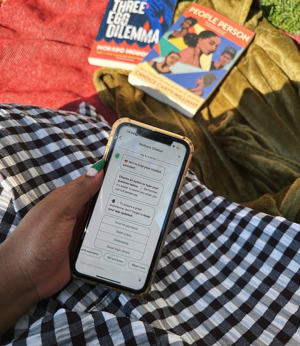 flowahh_'s tweet photo. πΈ Meet ENBI, your new BFF in banking! No queues, no calls β just seamless banking at your fingertips, all thanks to @Nedbank! Easy to use even while enjoying a good read outside π
π- https://t.co/eMnDE63CFX to experience the Money App #AskEnbiFirst #TakeYourMoneySeriously #ad https://t.co/xnfDfxoSfc